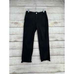 Pilcro Anthropologie‎ Cropped Distressed Hem Pants Womens 26 Petite Black
